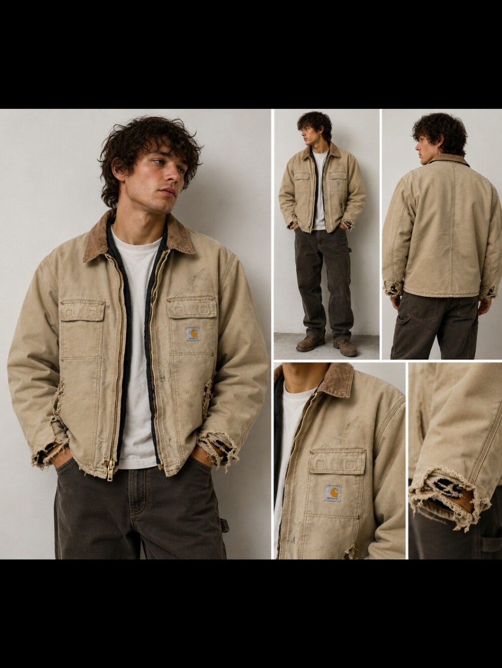 Vintage 90s Carhartt Duck Work Jacket Distressed Faded Blanket Lined XL